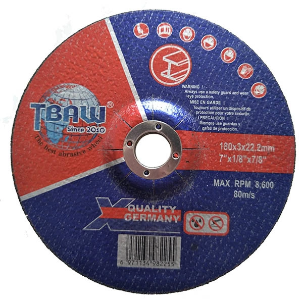 China Depressed Center Abrasive Metal Cutting Wheel T42 7" 180X3X22.2 mm Abrasive Grinding and Cutting Wheel Steel Disc